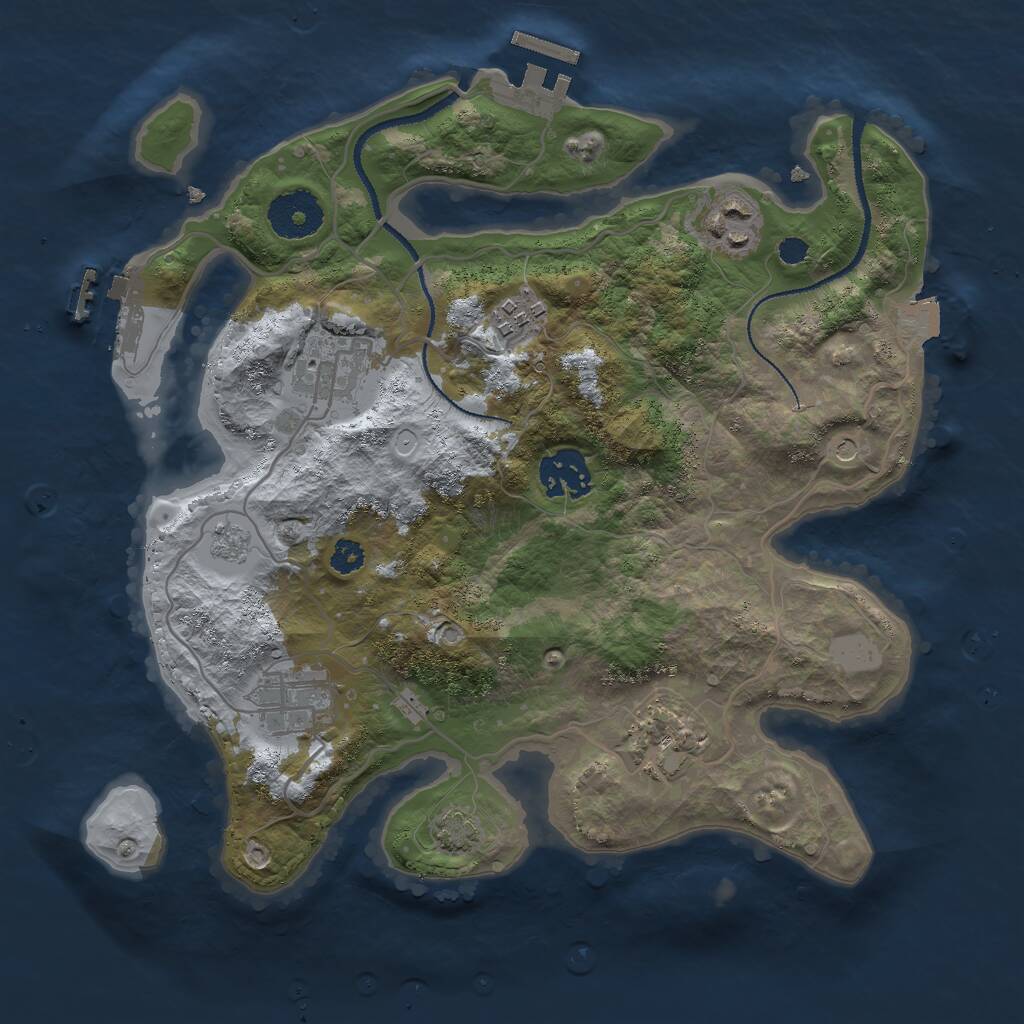 Rust Map: Procedural Map, Size: 3000, Seed: 629758636, 12 Monuments