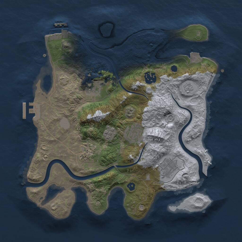 Rust Map: Procedural Map, Size: 3000, Seed: 481982, 12 Monuments