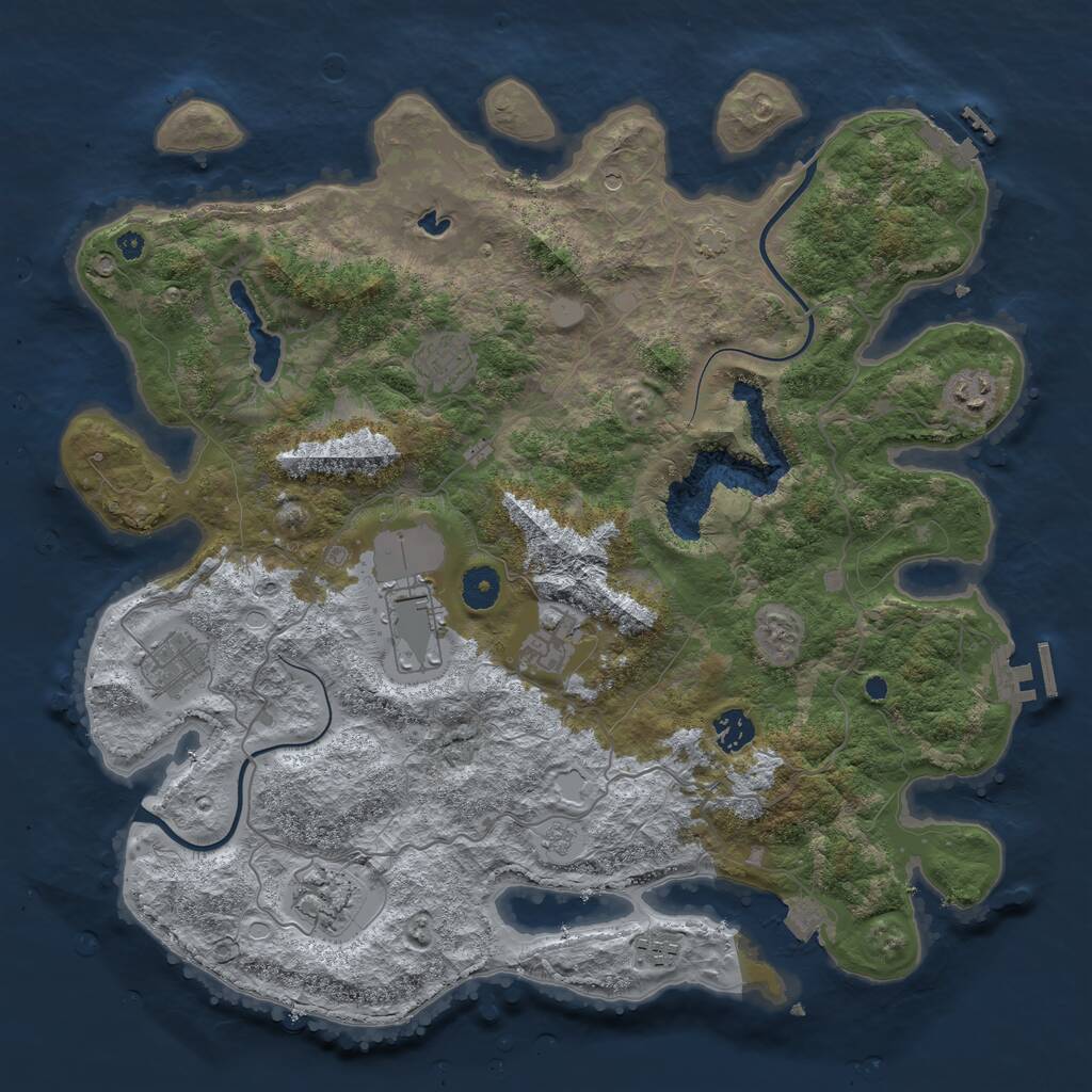 Rust Map: Procedural Map, Size: 4000, Seed: 1231572897, 14 Monuments