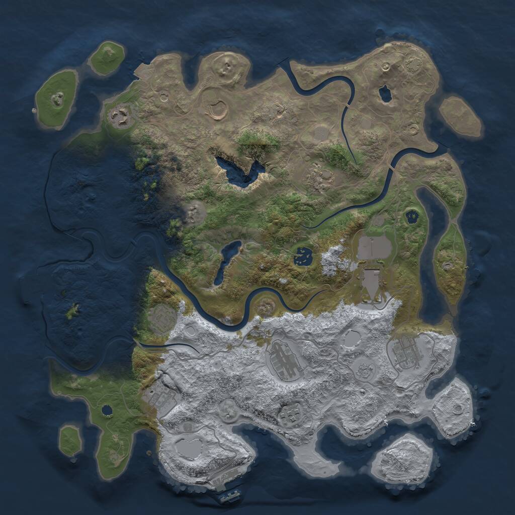 Rust Map: Procedural Map, Size: 4000, Seed: 45169214, 16 Monuments