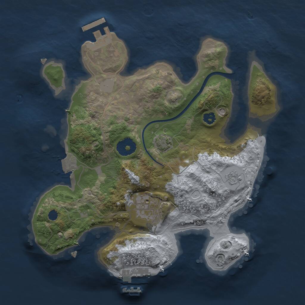 Rust Map: Procedural Map, Size: 2500, Seed: 628849834, 6 Monuments