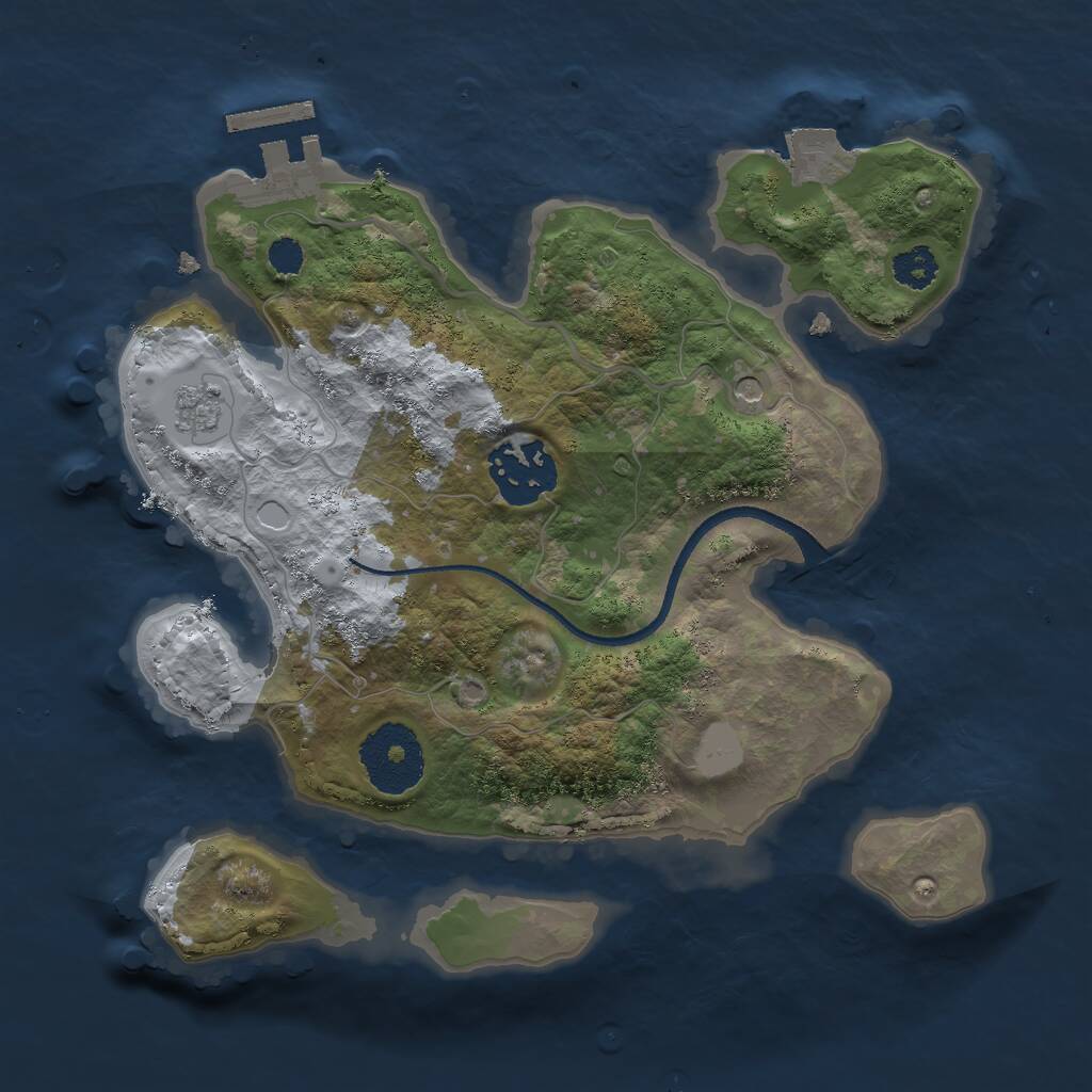 Rust Map: Procedural Map, Size: 2500, Seed: 134671, 5 Monuments
