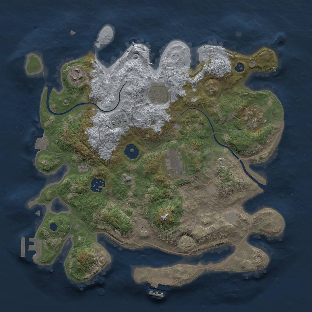 Rust Map: Procedural Map, Size: 3250, Seed: 1084314332, 11 Monuments