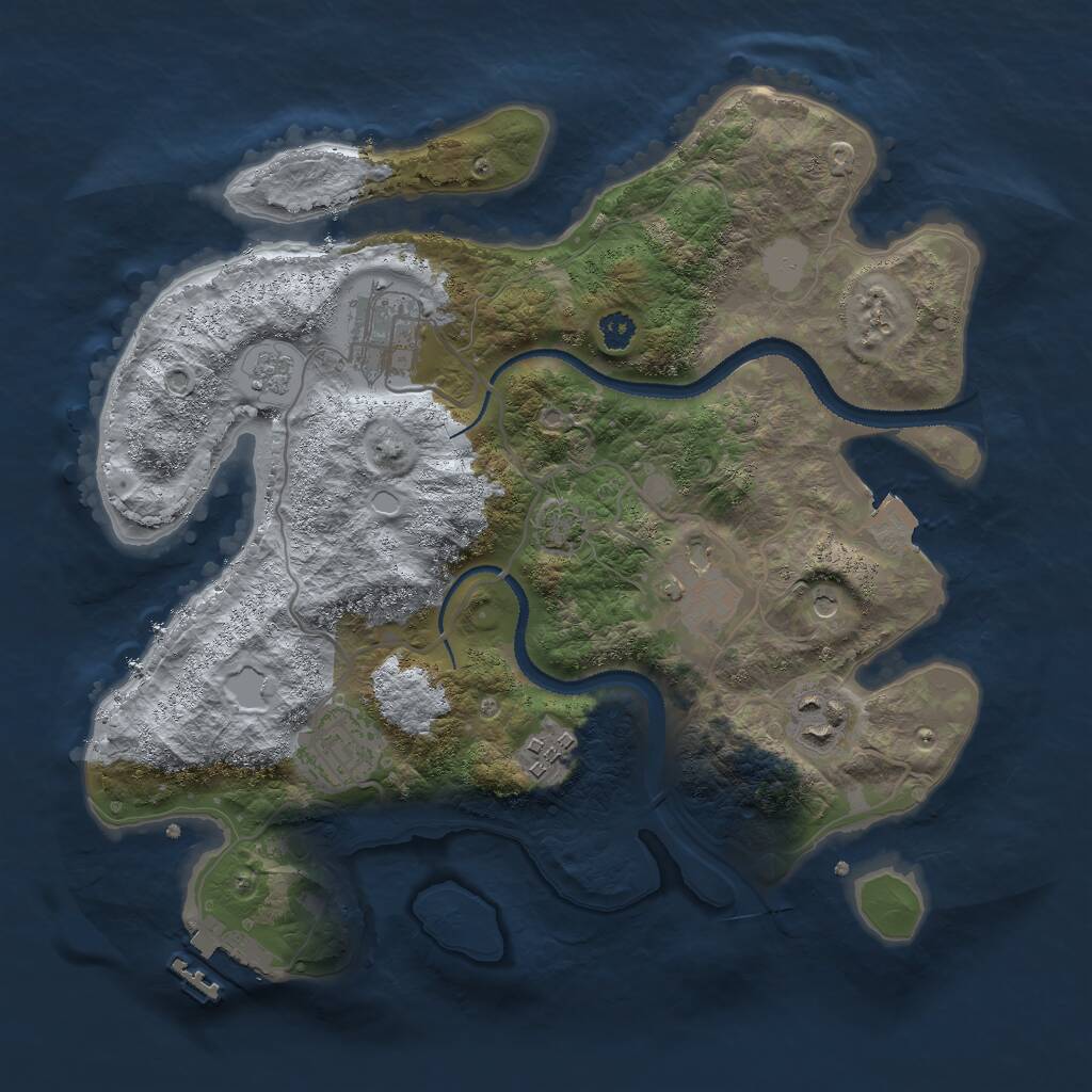 Rust Map: Procedural Map, Size: 3000, Seed: 726253115, 10 Monuments