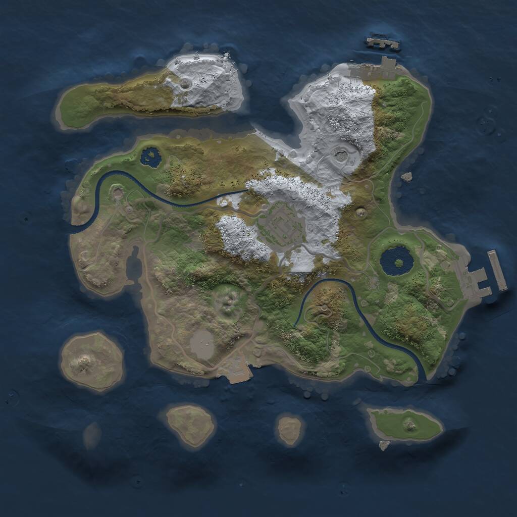 Rust Map: Procedural Map, Size: 2500, Seed: 789990856, 5 Monuments