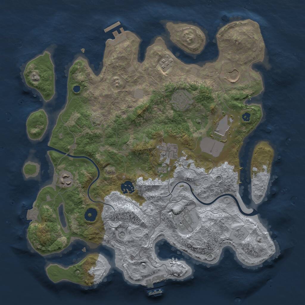 Rust Map: Procedural Map, Size: 3500, Seed: 104923198, 14 Monuments