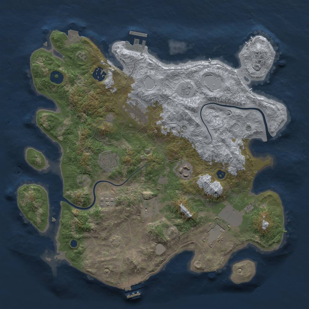 Rust Map: Procedural Map, Size: 3500, Seed: 349965793, 13 Monuments