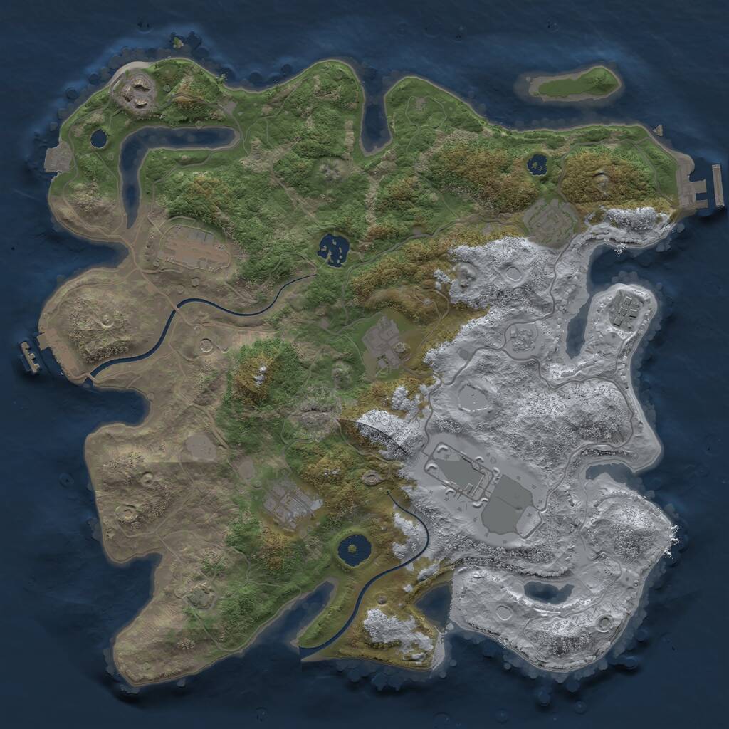 Rust Map: Procedural Map, Size: 3500, Seed: 842721509, 14 Monuments
