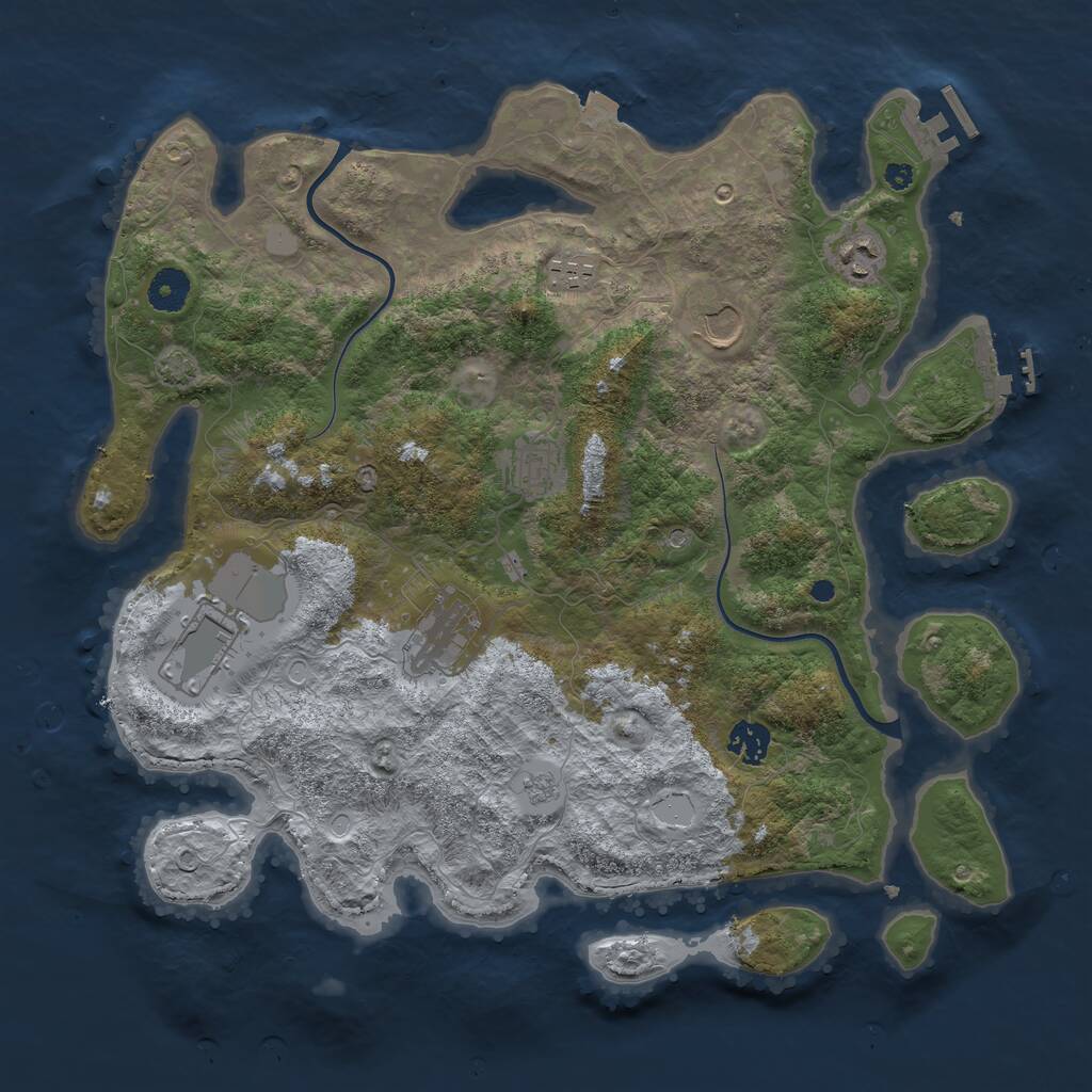 Rust Map: Procedural Map, Size: 3850, Seed: 347342123, 13 Monuments