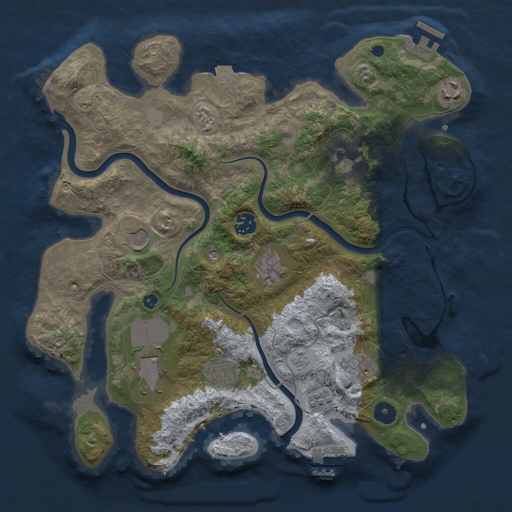 Rust Map: Procedural Map, Size: 3500, Seed: 1295670461, 15 Monuments