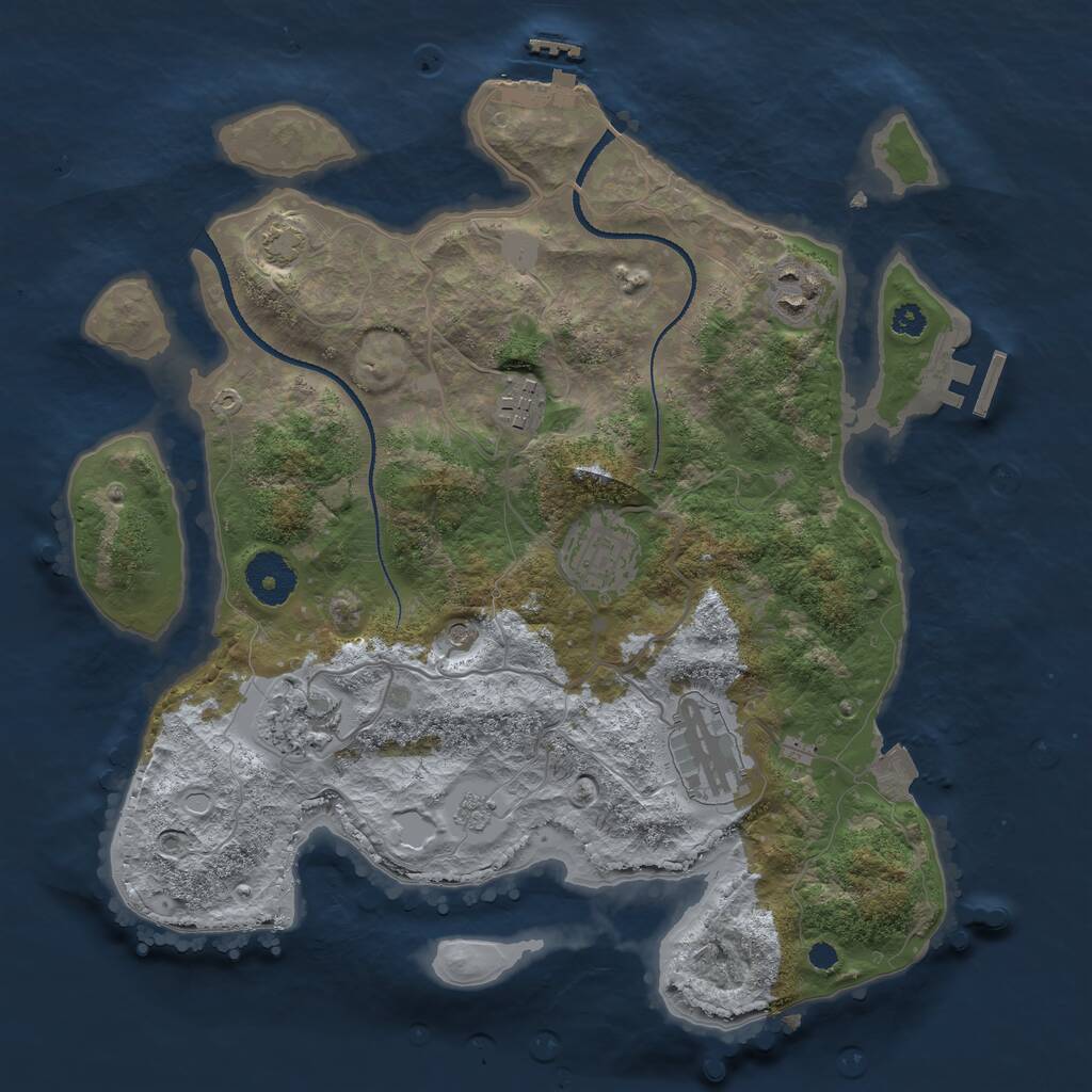 Rust Map: Procedural Map, Size: 3250, Seed: 1032768136, 11 Monuments