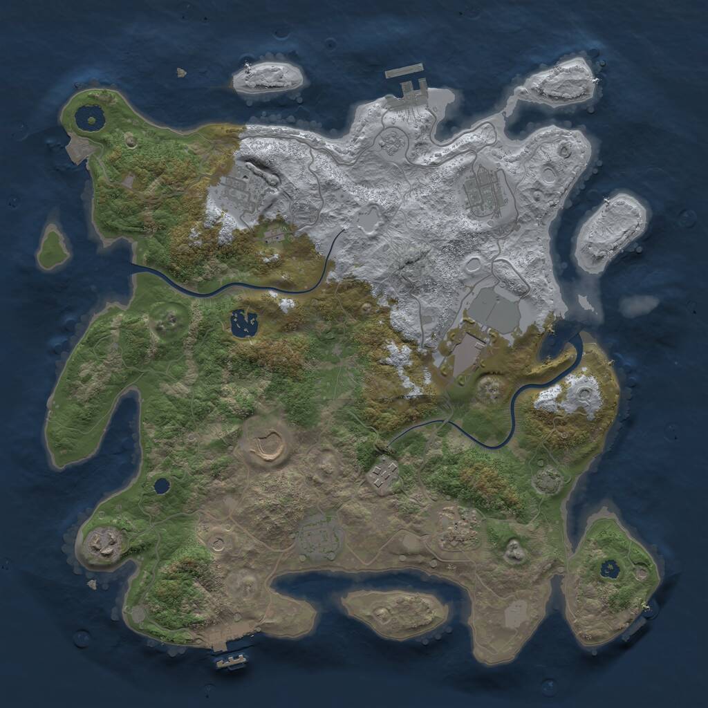 Rust Map: Procedural Map, Size: 3700, Seed: 1599999246, 15 Monuments