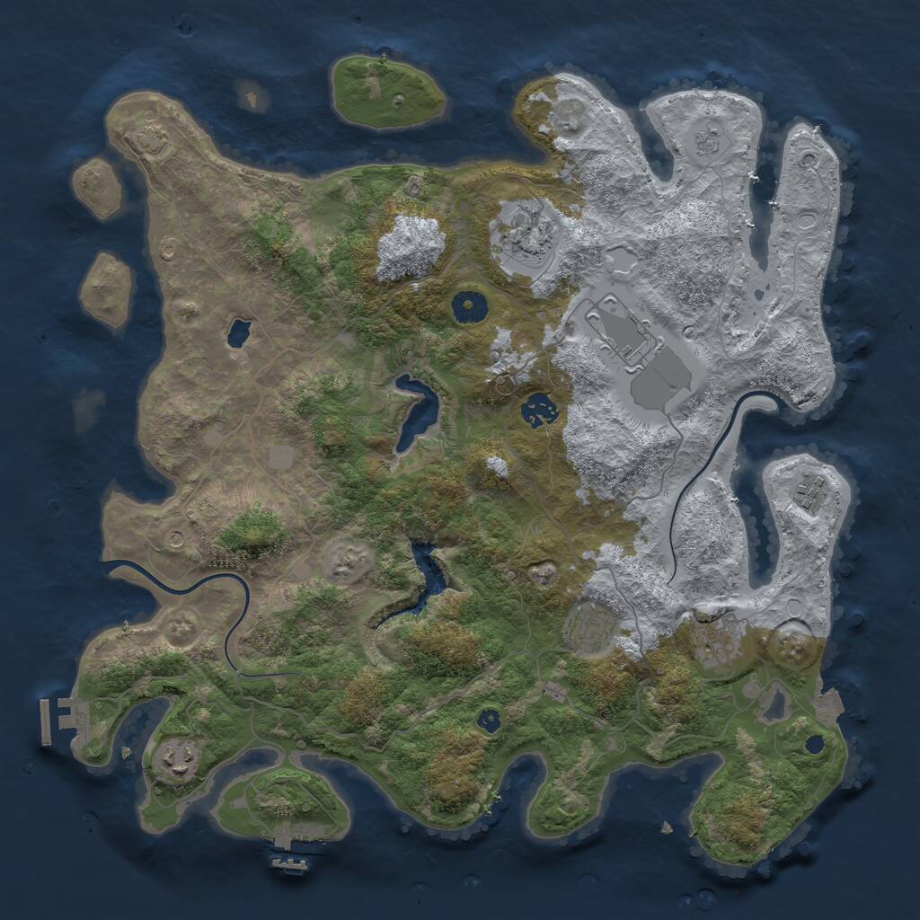 Rust Map: Procedural Map, Size: 4000, Seed: 655896307, 13 Monuments
