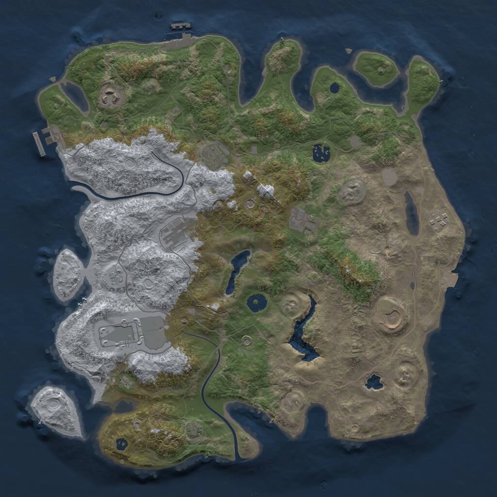 Rust Map: Procedural Map, Size: 4000, Seed: 654012118, 14 Monuments
