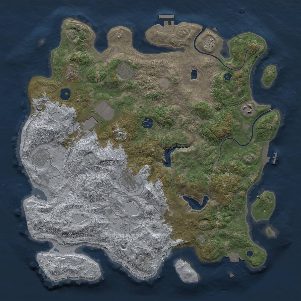 Rust Map: Procedural Map, Size: 4000, Seed: 34654, 14 Monuments