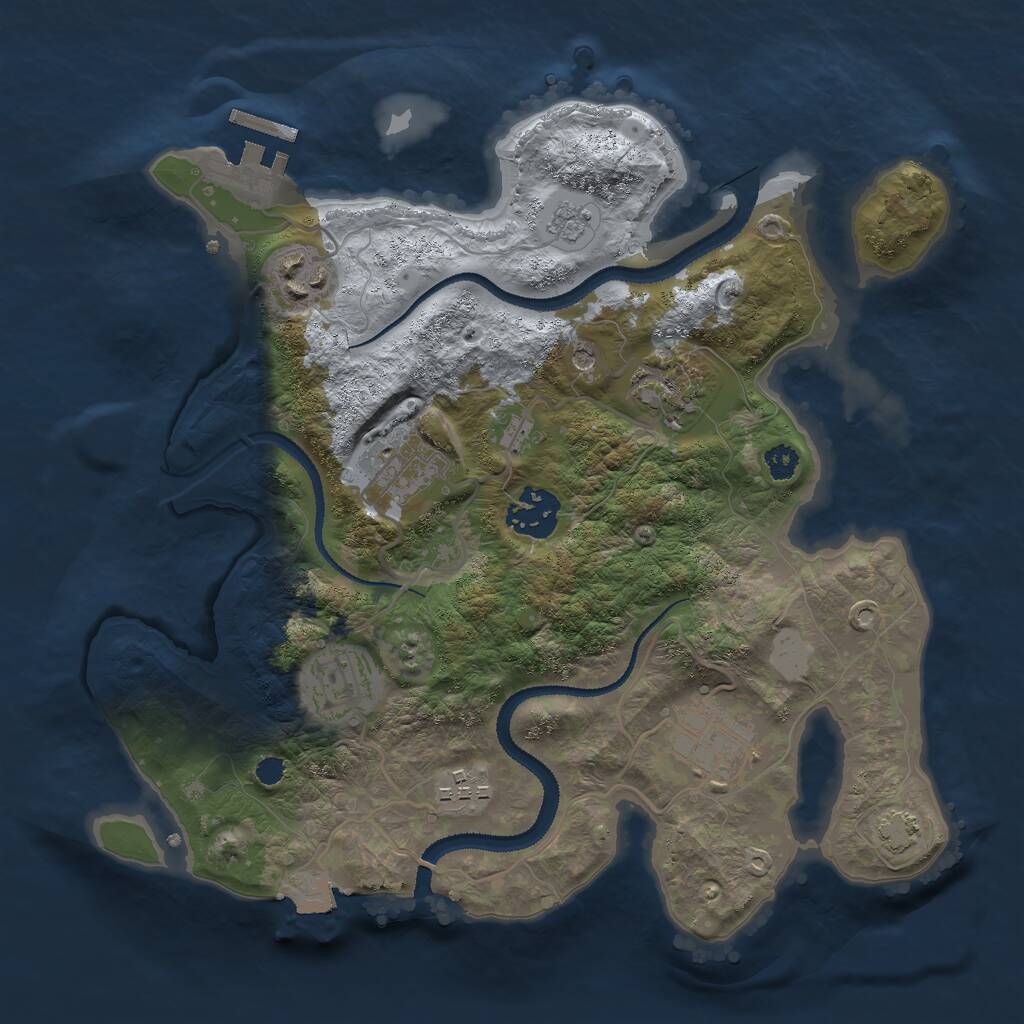 Rust Map: Procedural Map, Size: 3000, Seed: 894561530, 12 Monuments