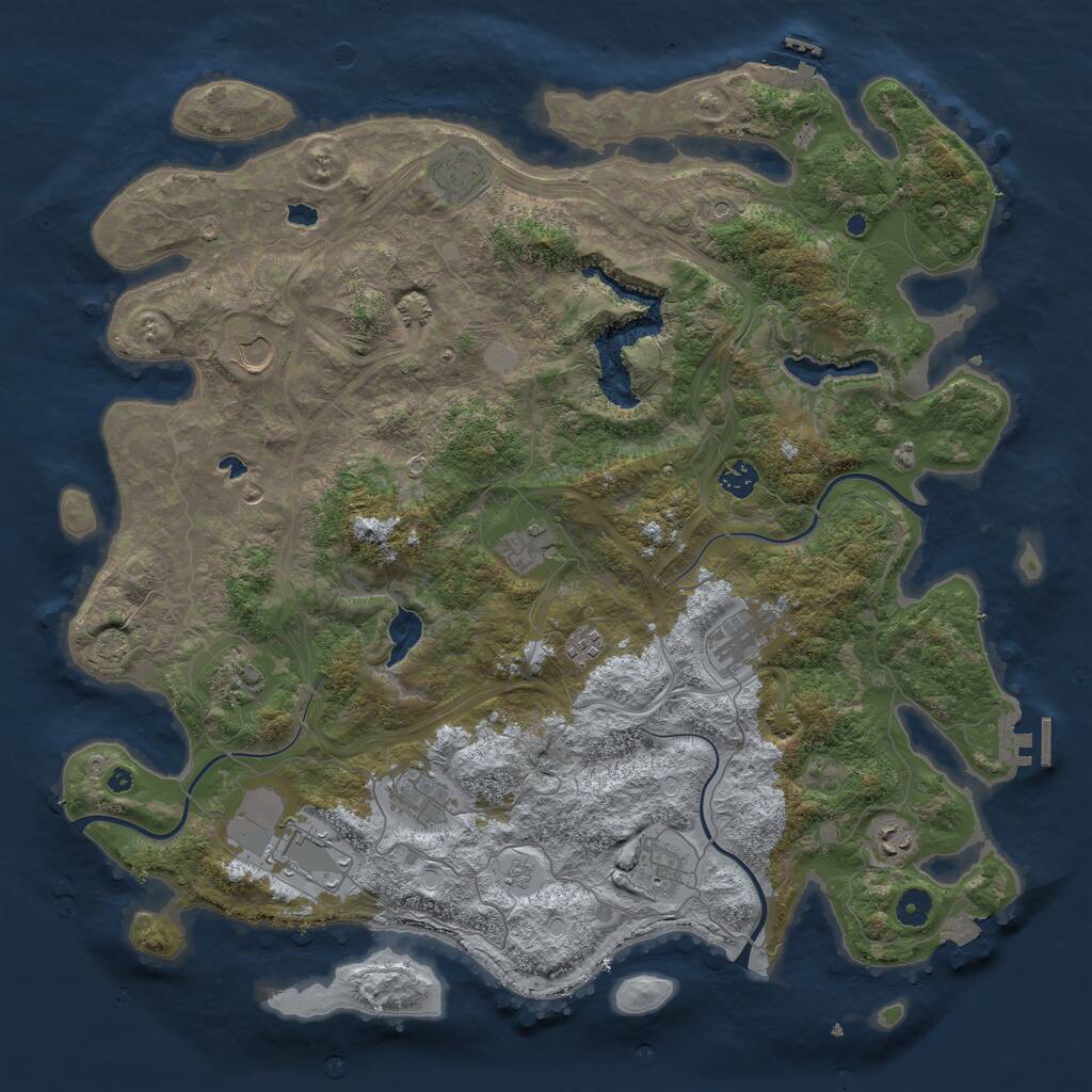 Rust Map: Procedural Map, Size: 4500, Seed: 825512995, 17 Monuments