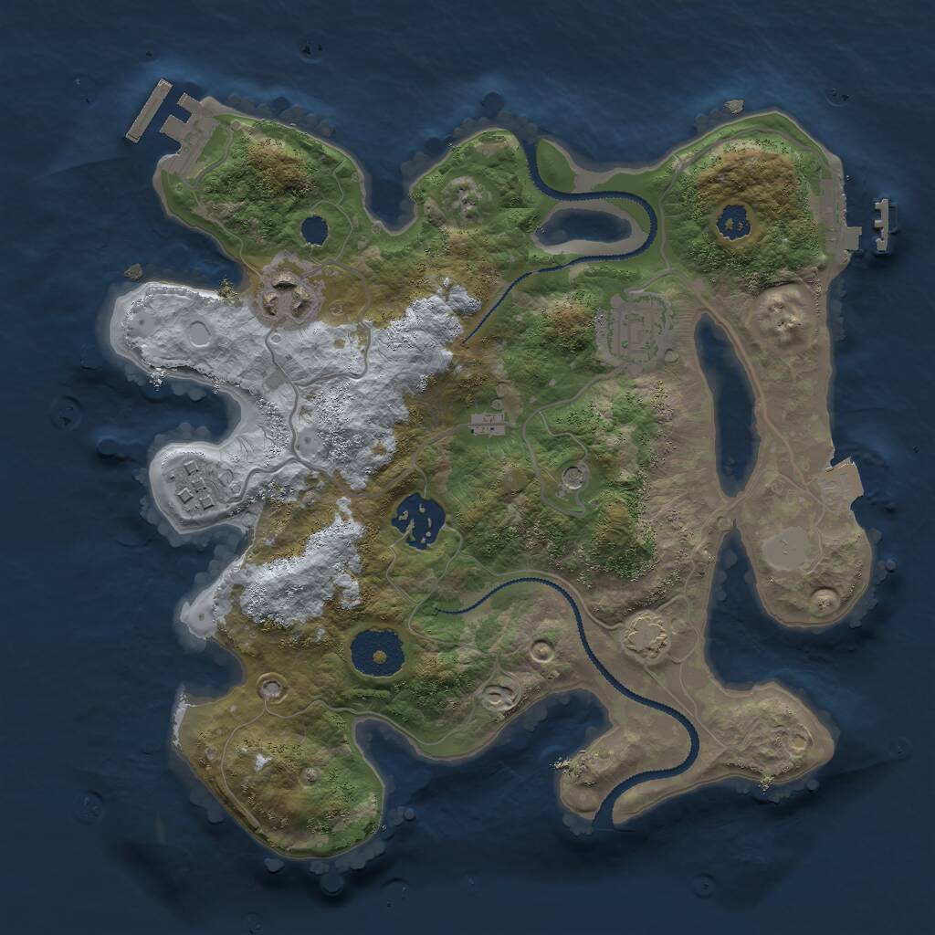 Rust Map: Procedural Map, Size: 2750, Seed: 98724, 9 Monuments