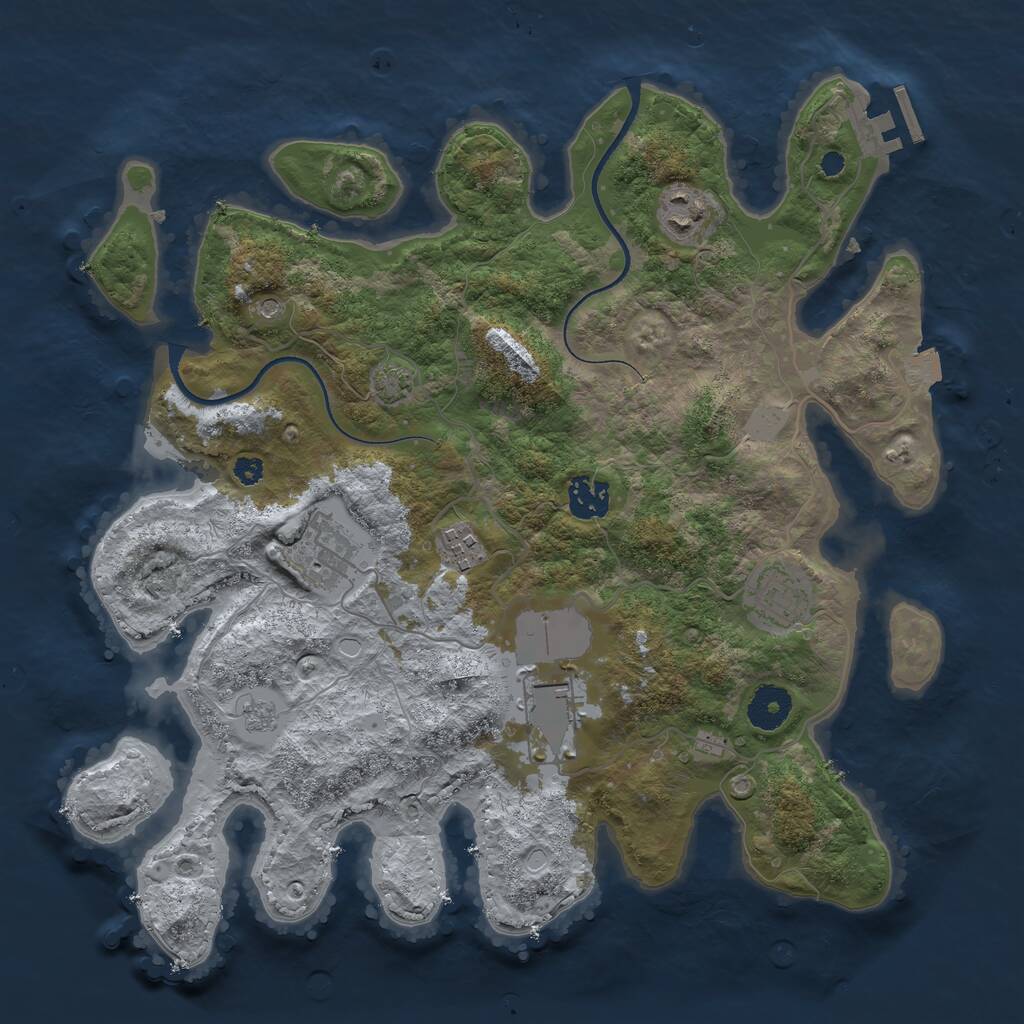 Rust Map: Procedural Map, Size: 3500, Seed: 611959878, 11 Monuments