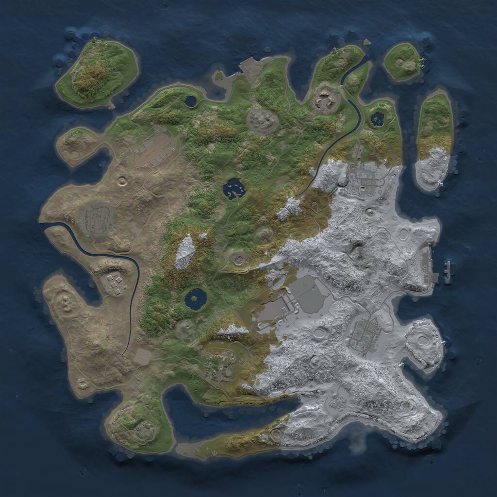 Rust Map: Procedural Map, Size: 3500, Seed: 1310342934, 14 Monuments