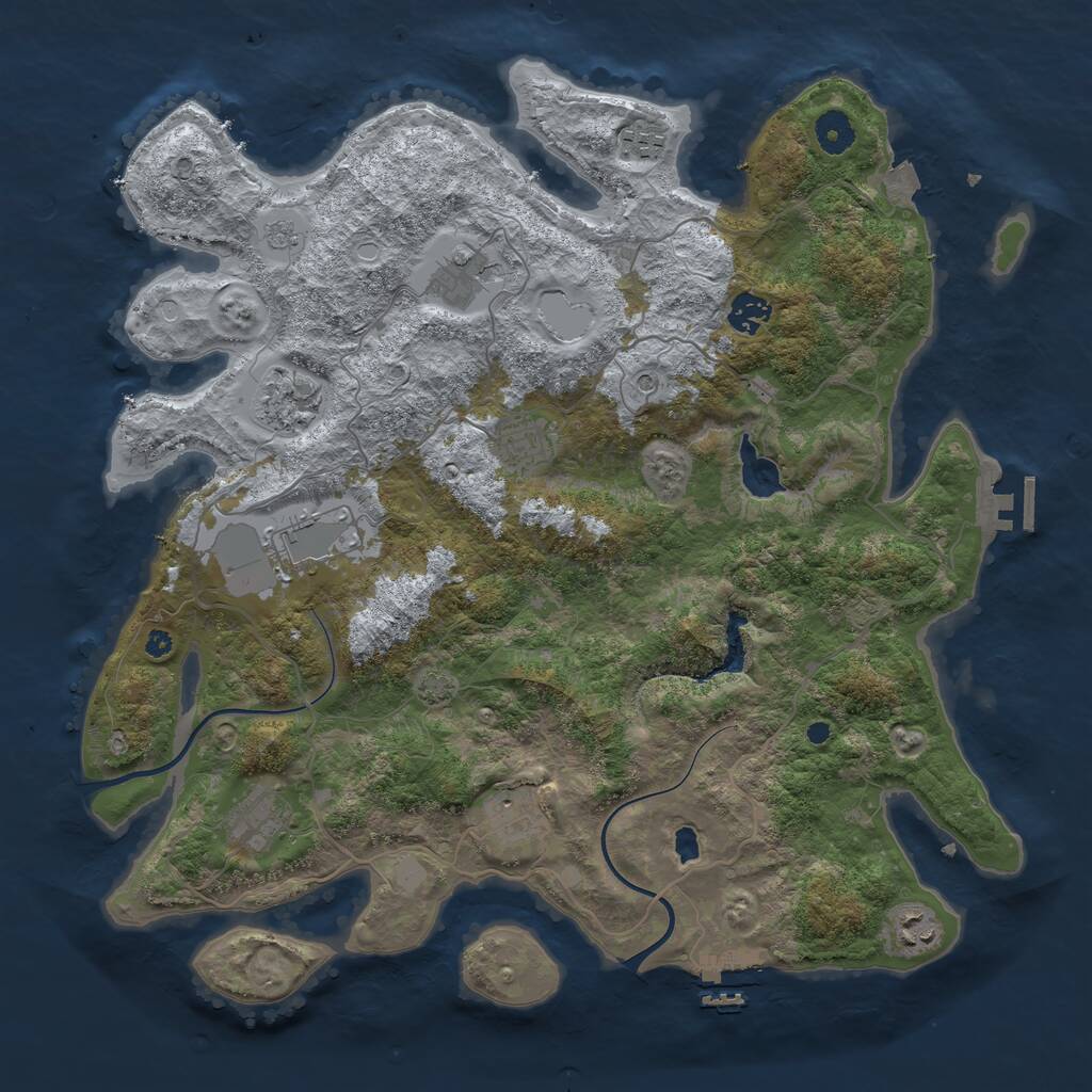 Rust Map: Procedural Map, Size: 4000, Seed: 55058, 15 Monuments