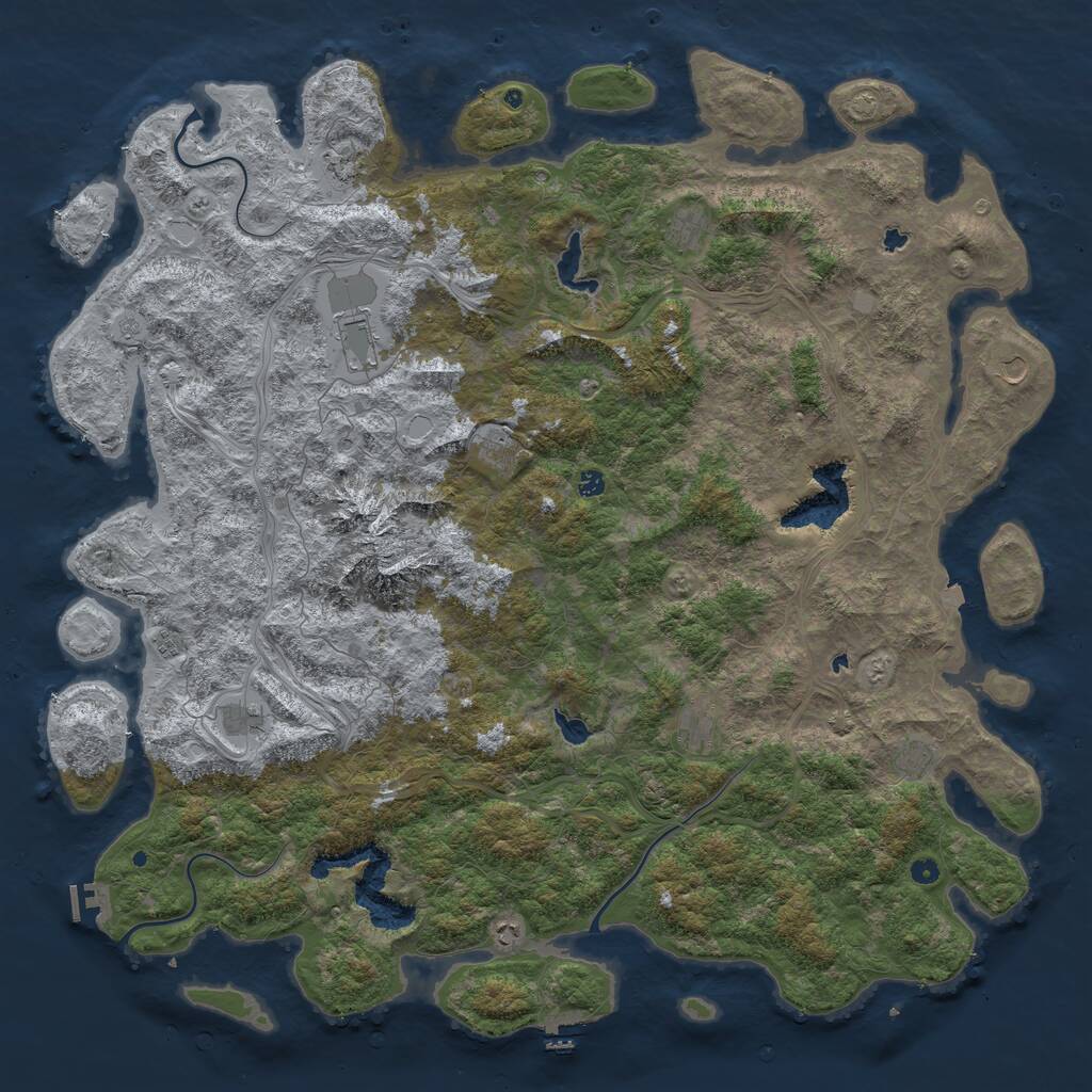 Rust Map: Procedural Map, Size: 6000, Seed: 1332408638, 17 Monuments