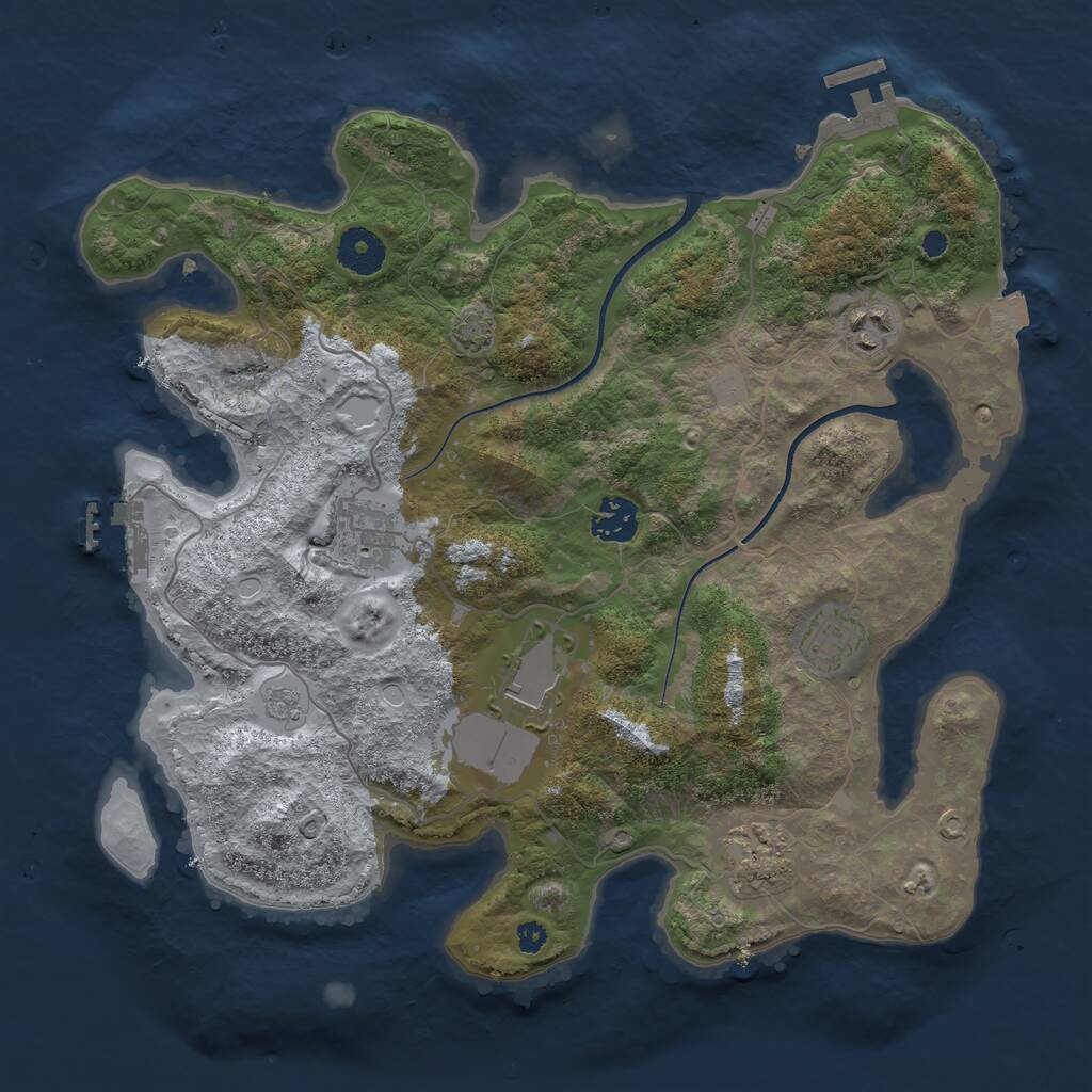 Rust Map: Procedural Map, Size: 3500, Seed: 581904261, 11 Monuments