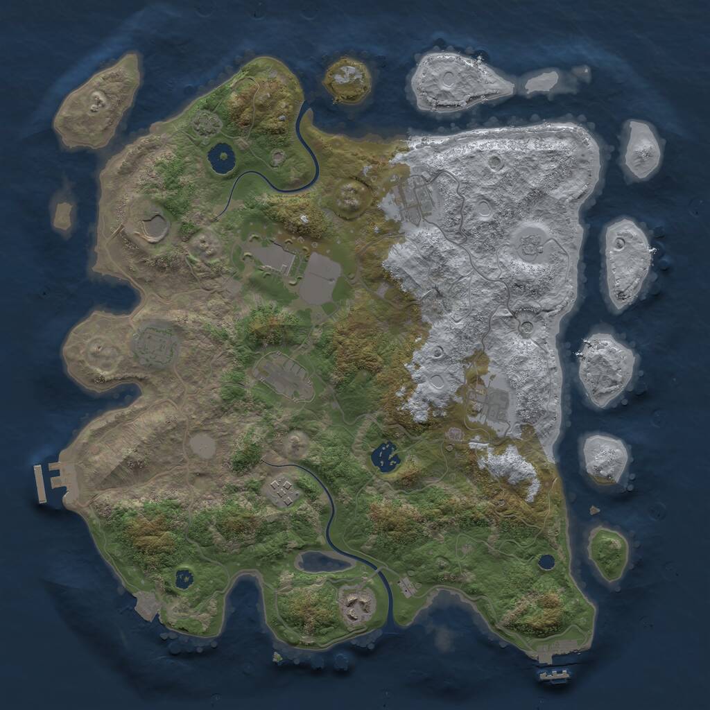 Rust Map: Procedural Map, Size: 3750, Seed: 332463253, 15 Monuments