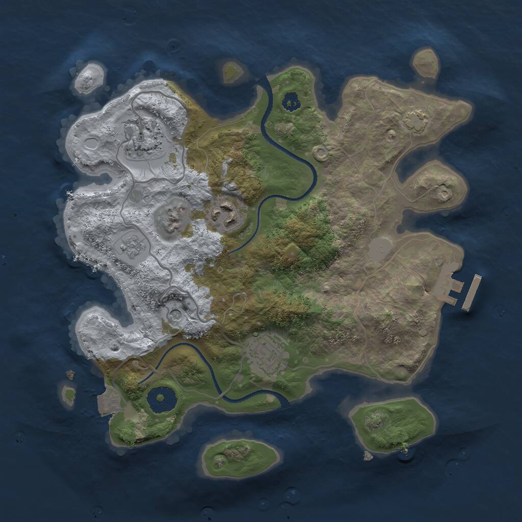 Rust Map: Procedural Map, Size: 2800, Seed: 1309969555, 8 Monuments