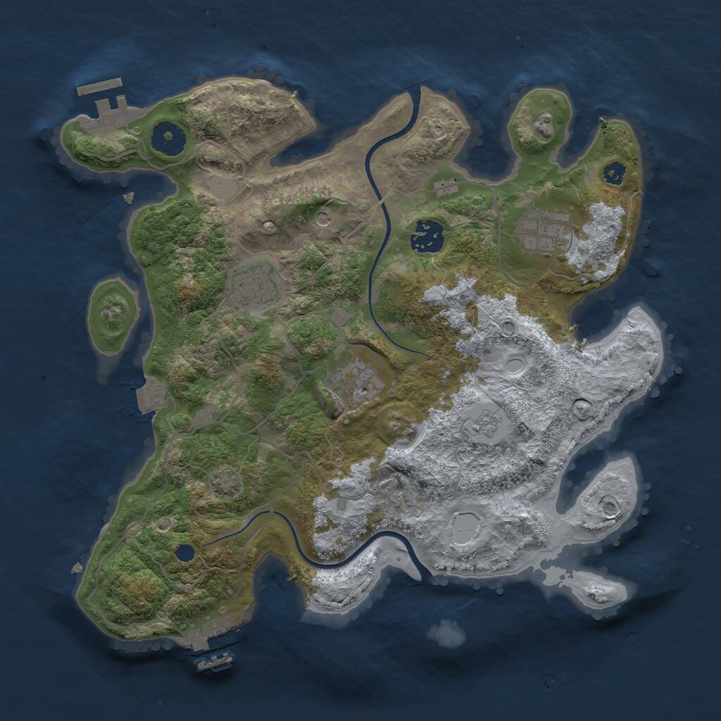 Rust Map: Procedural Map, Size: 3200, Seed: 1232383766, 10 Monuments