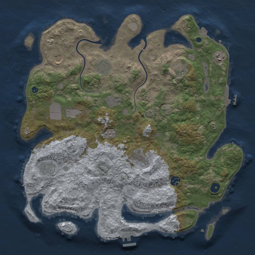 Rust Map: Procedural Map, Size: 3950, Seed: 94255104, 16 Monuments