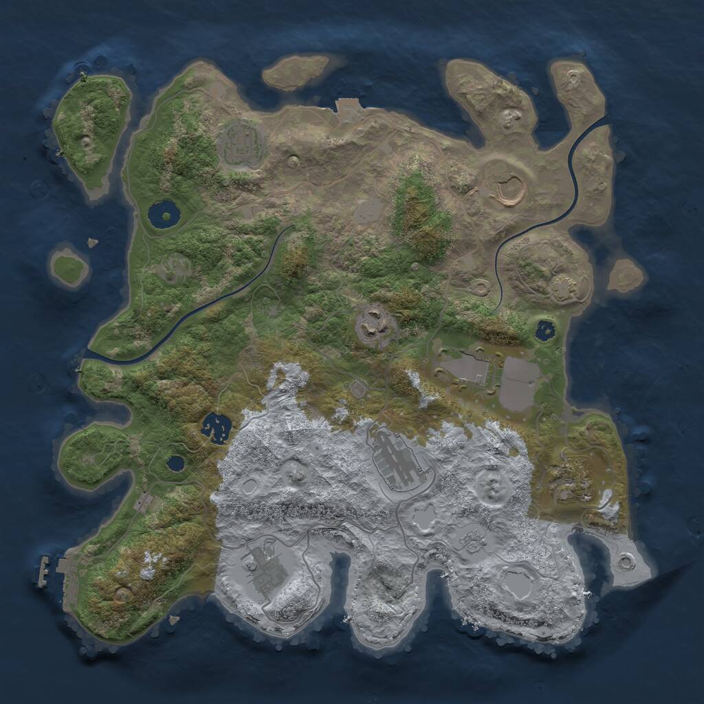 Rust Map: Procedural Map, Size: 3500, Seed: 331783319, 12 Monuments