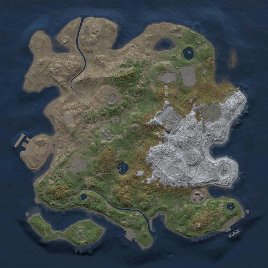 Rust Map: Procedural Map, Size: 3500, Seed: 2147016063, 14 Monuments