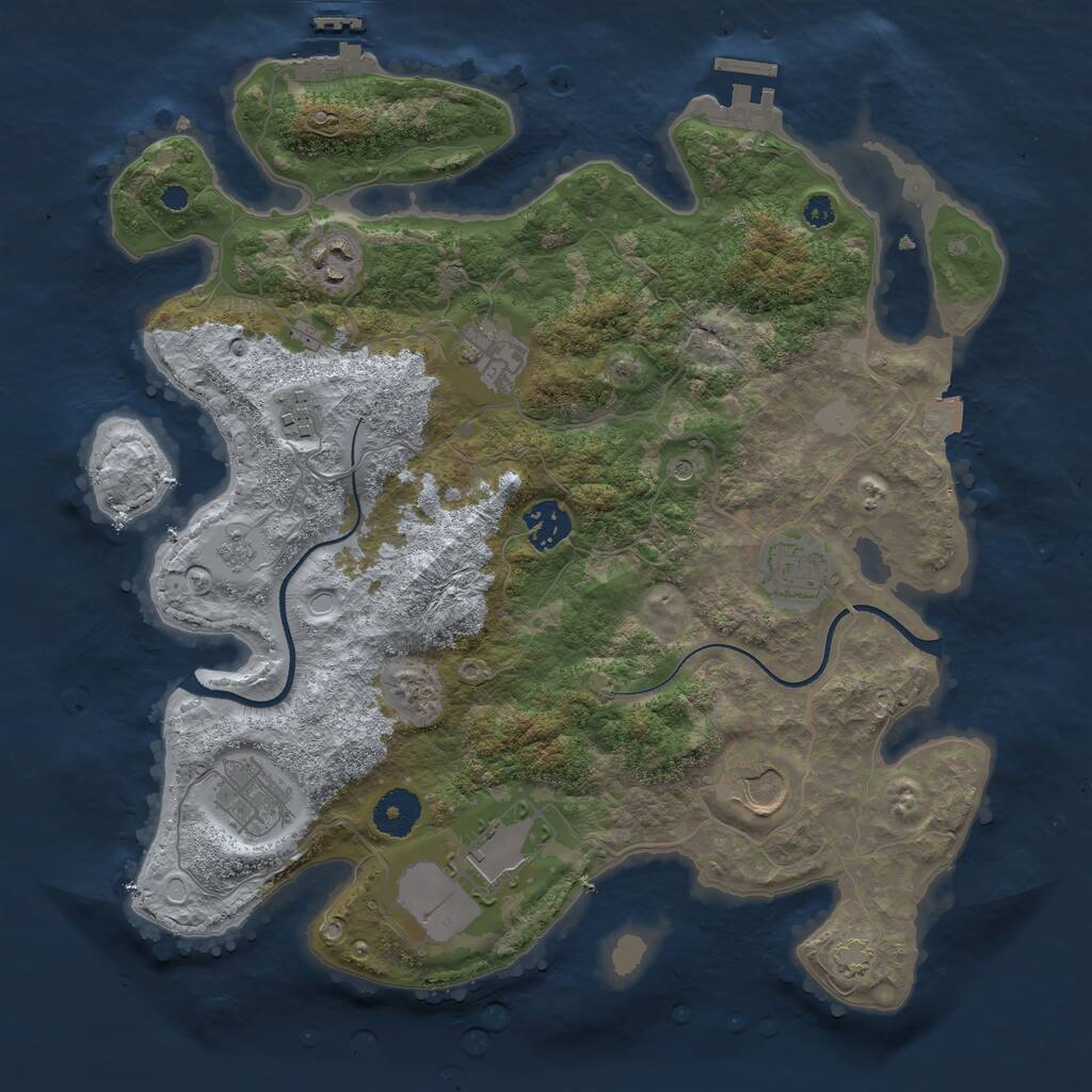 Rust Map: Procedural Map, Size: 3500, Seed: 1922193438, 14 Monuments