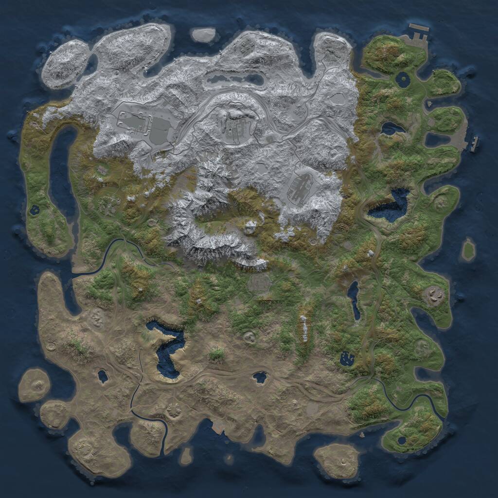 Rust Map: Procedural Map, Size: 5000, Seed: 5654, 14 Monuments