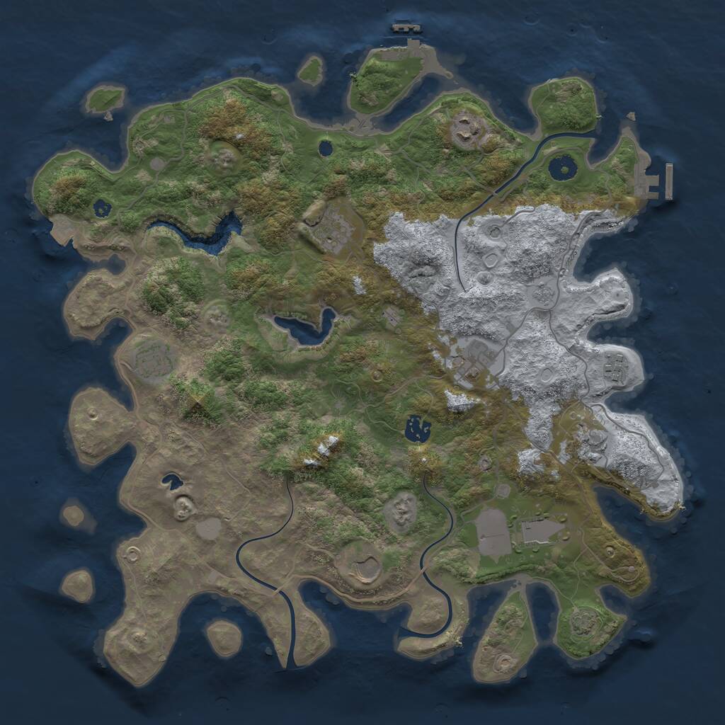 Rust Map: Procedural Map, Size: 4050, Seed: 1817290378, 15 Monuments