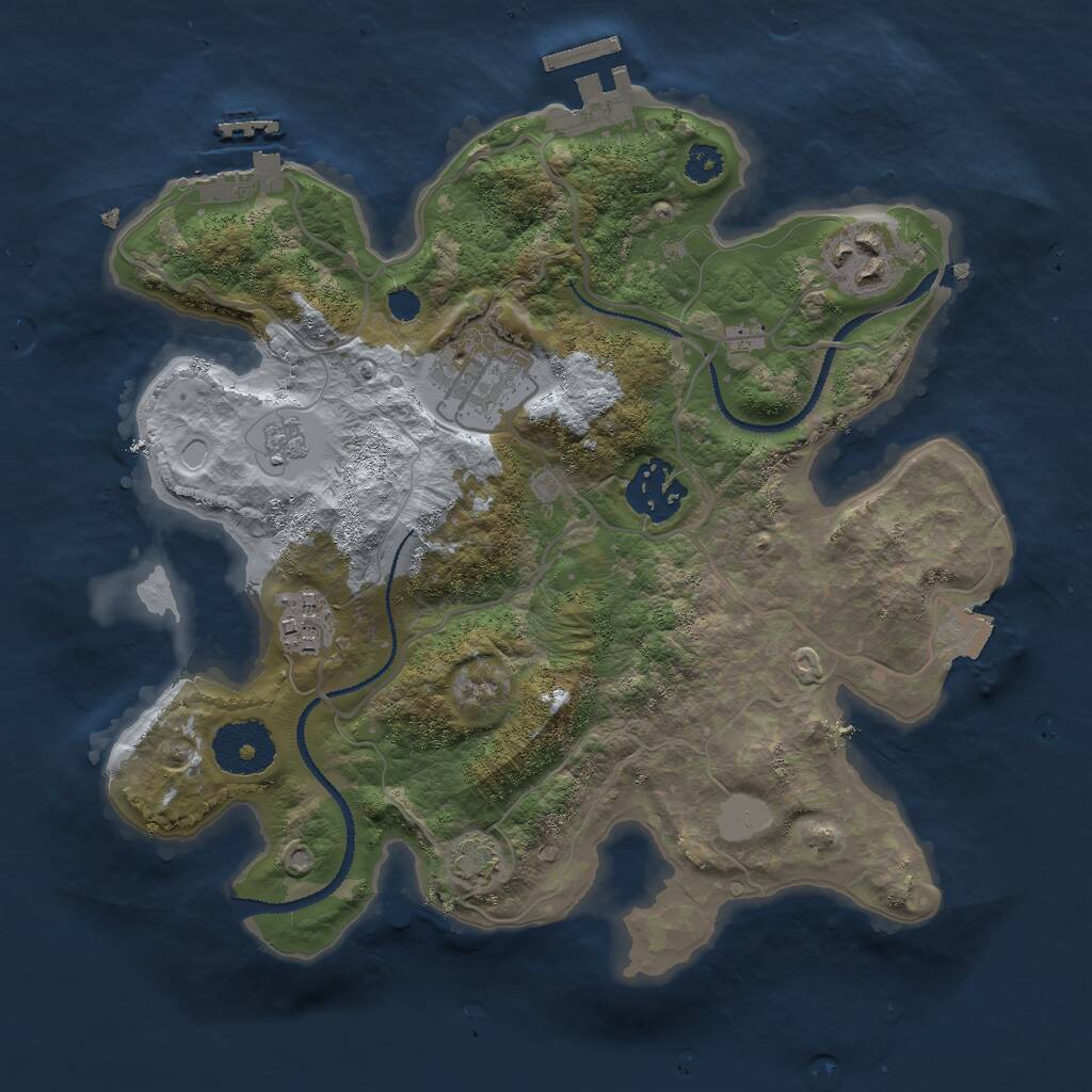 Rust Map: Procedural Map, Size: 2800, Seed: 596941828, 9 Monuments