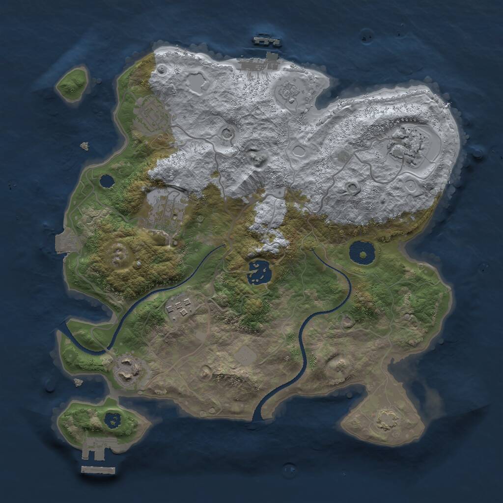 Rust Map: Procedural Map, Size: 3000, Seed: 2067106379, 12 Monuments