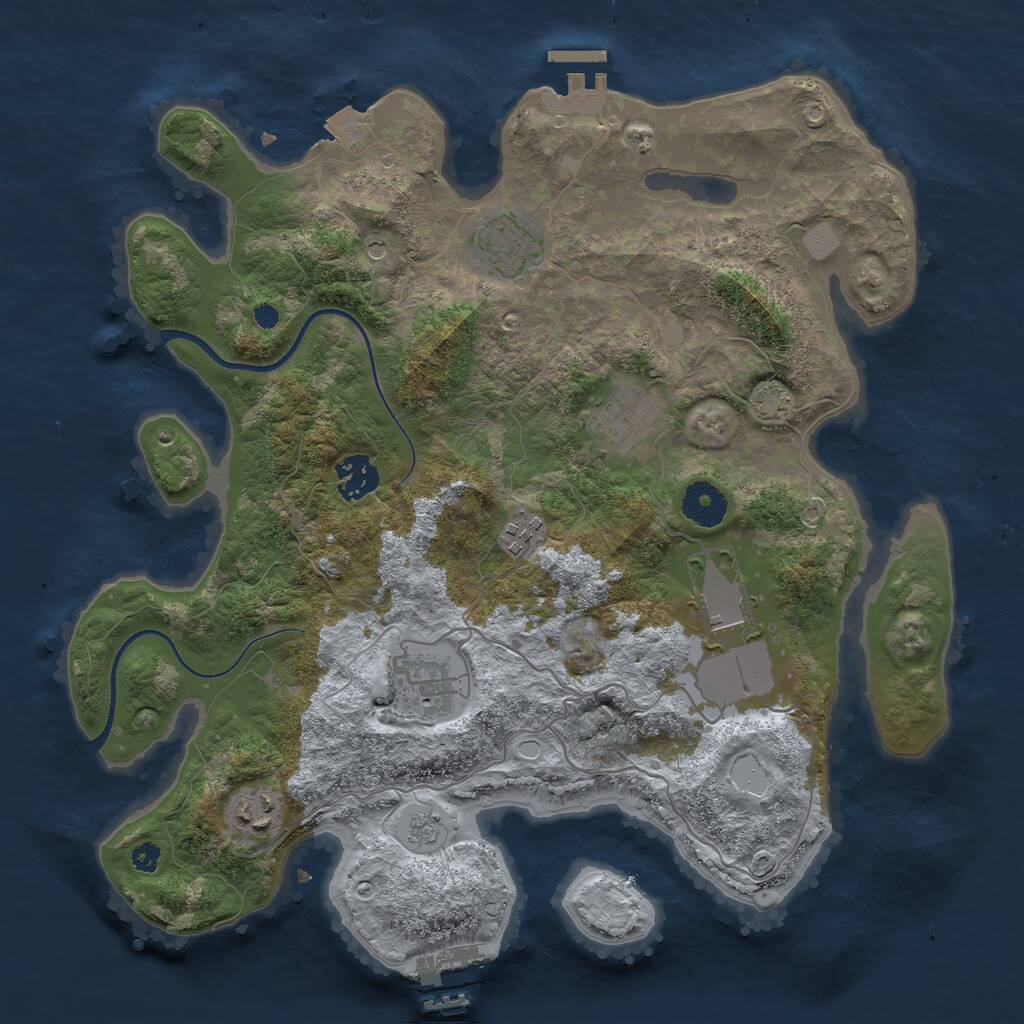 Rust Map: Procedural Map, Size: 3500, Seed: 825867, 13 Monuments