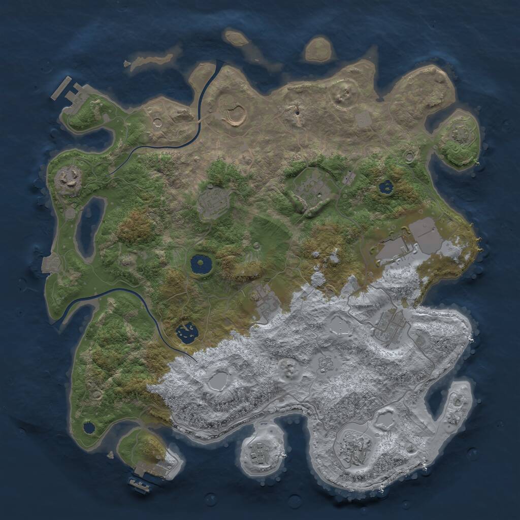 Rust Map: Procedural Map, Size: 3750, Seed: 1474327689, 16 Monuments