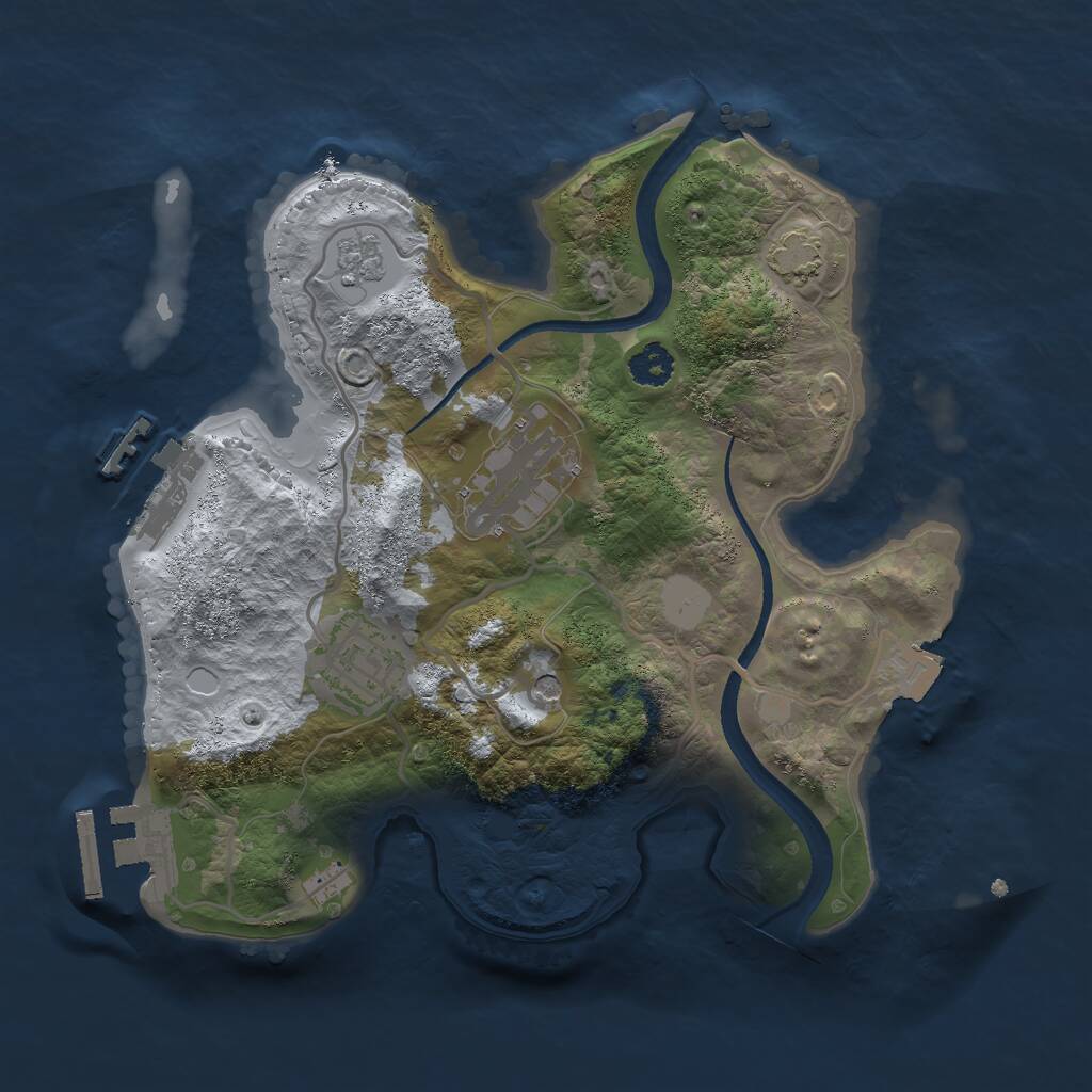 Rust Map: Procedural Map, Size: 2500, Seed: 495107442, 8 Monuments