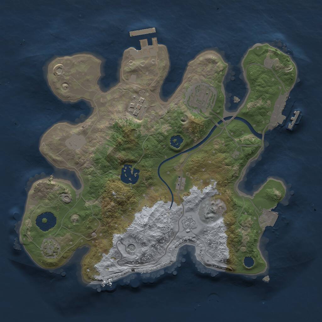 Rust Map: Procedural Map, Size: 2500, Seed: 1118226295, 9 Monuments