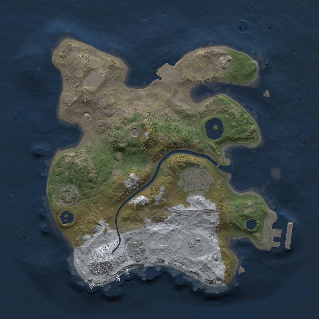 Rust Map: Procedural Map, Size: 2400, Seed: 1031621596, 7 Monuments
