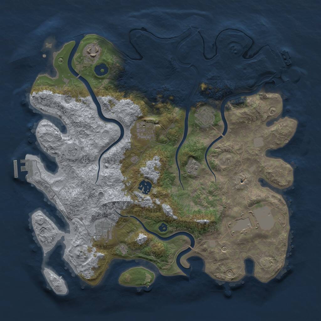 Rust Map: Procedural Map, Size: 3650, Seed: 185, 13 Monuments