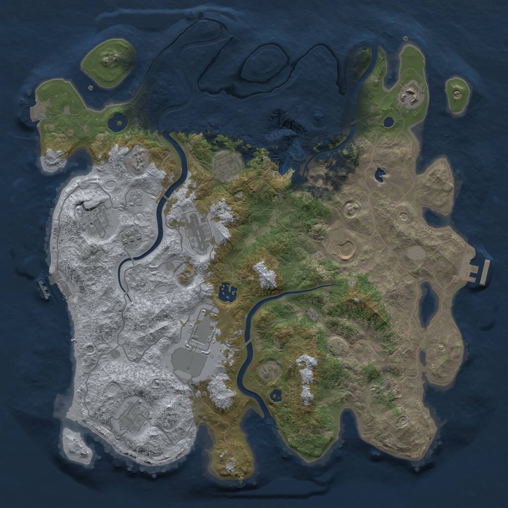 Rust Map: Procedural Map, Size: 4000, Seed: 9009, 16 Monuments