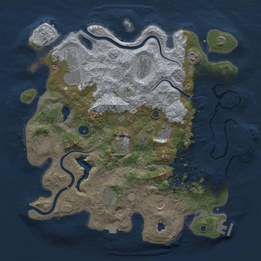 Rust Map: Procedural Map, Size: 4000, Seed: 3586018, 16 Monuments