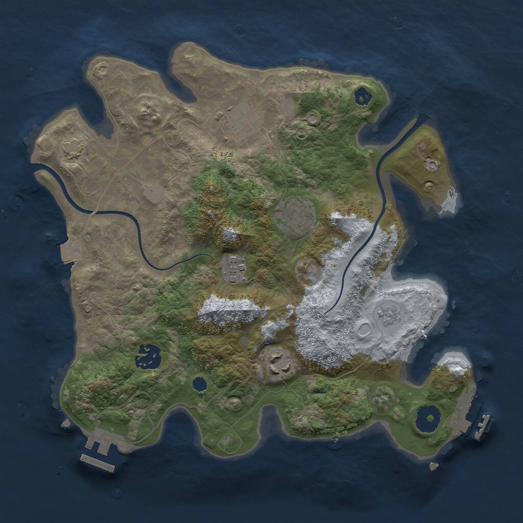 Rust Map: Procedural Map, Size: 3000, Seed: 1743926, 10 Monuments