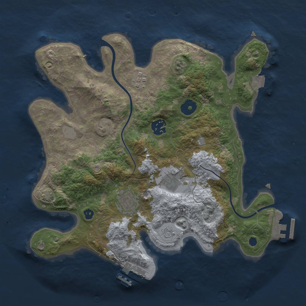 Rust Map: Procedural Map, Size: 3000, Seed: 48496, 9 Monuments