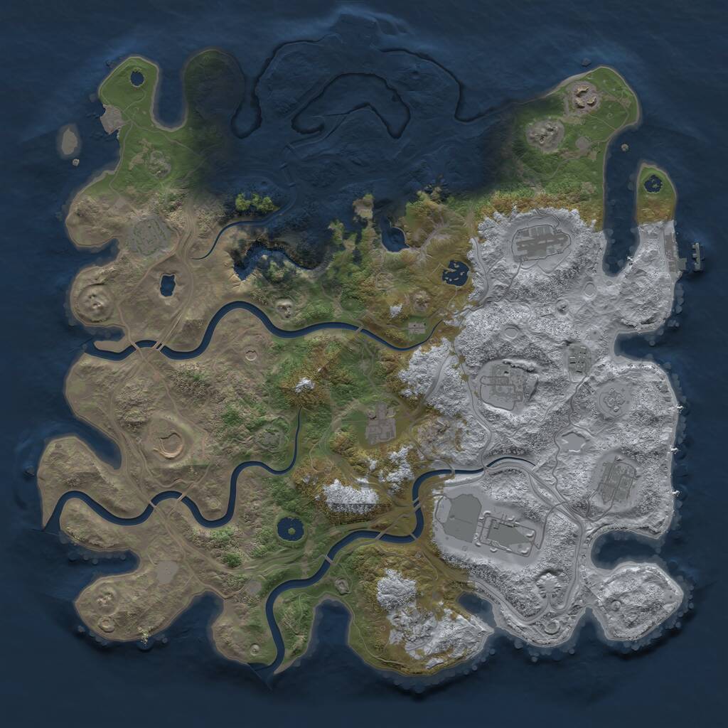 Rust Map: Procedural Map, Size: 4250, Seed: 1257438253, 17 Monuments