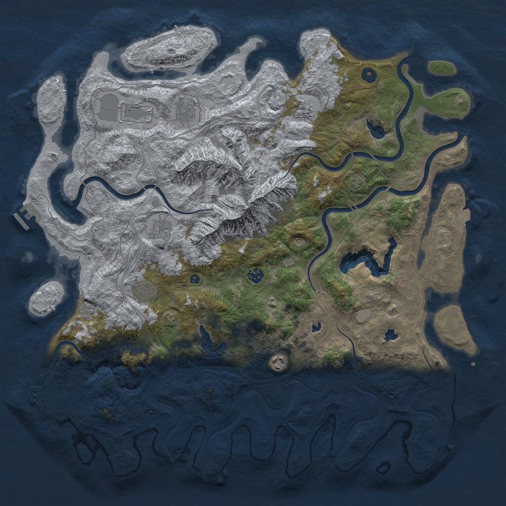Rust Map: Procedural Map, Size: 5000, Seed: 12345567, 14 Monuments